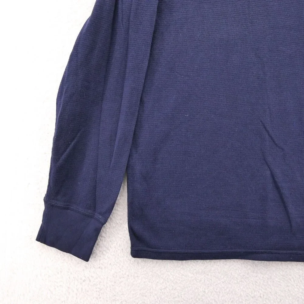 Polo Ralph Lauren Large Mens Blue Waffle Knit‎ Long Sleeve Crew Neck Casual Tee